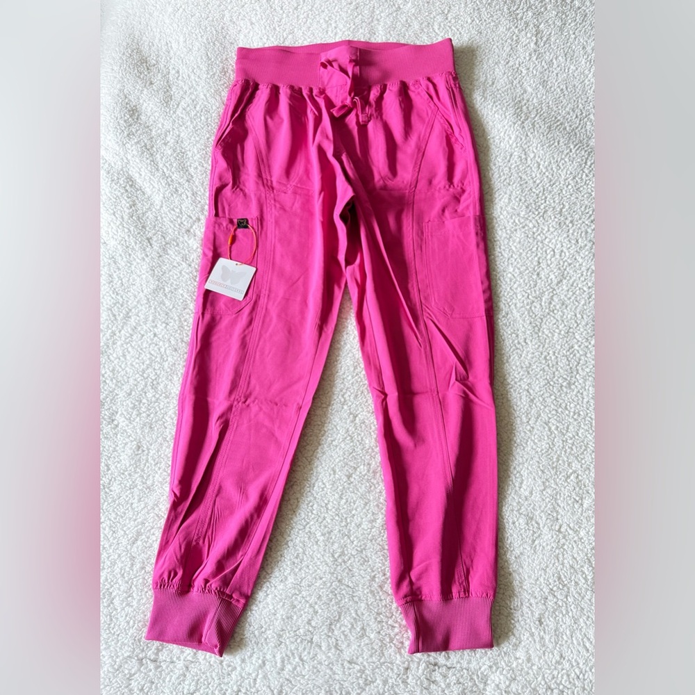 Monarch Uniforms Ribbed Jogger Scrub Pants Hot Pink Women's Size Medium Petite
